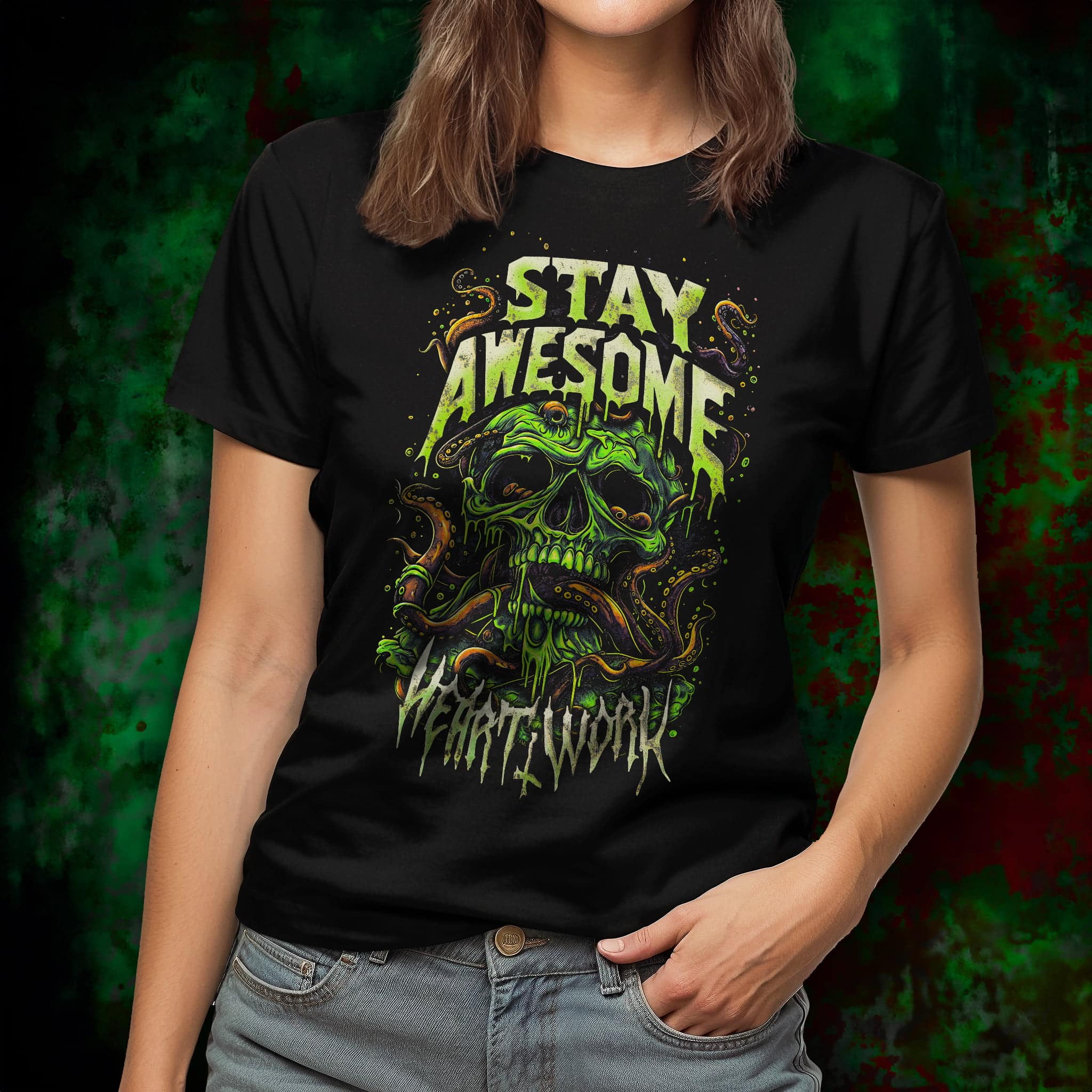 Stay Awesome Toxic Skull - Graphic Tee - Image 7