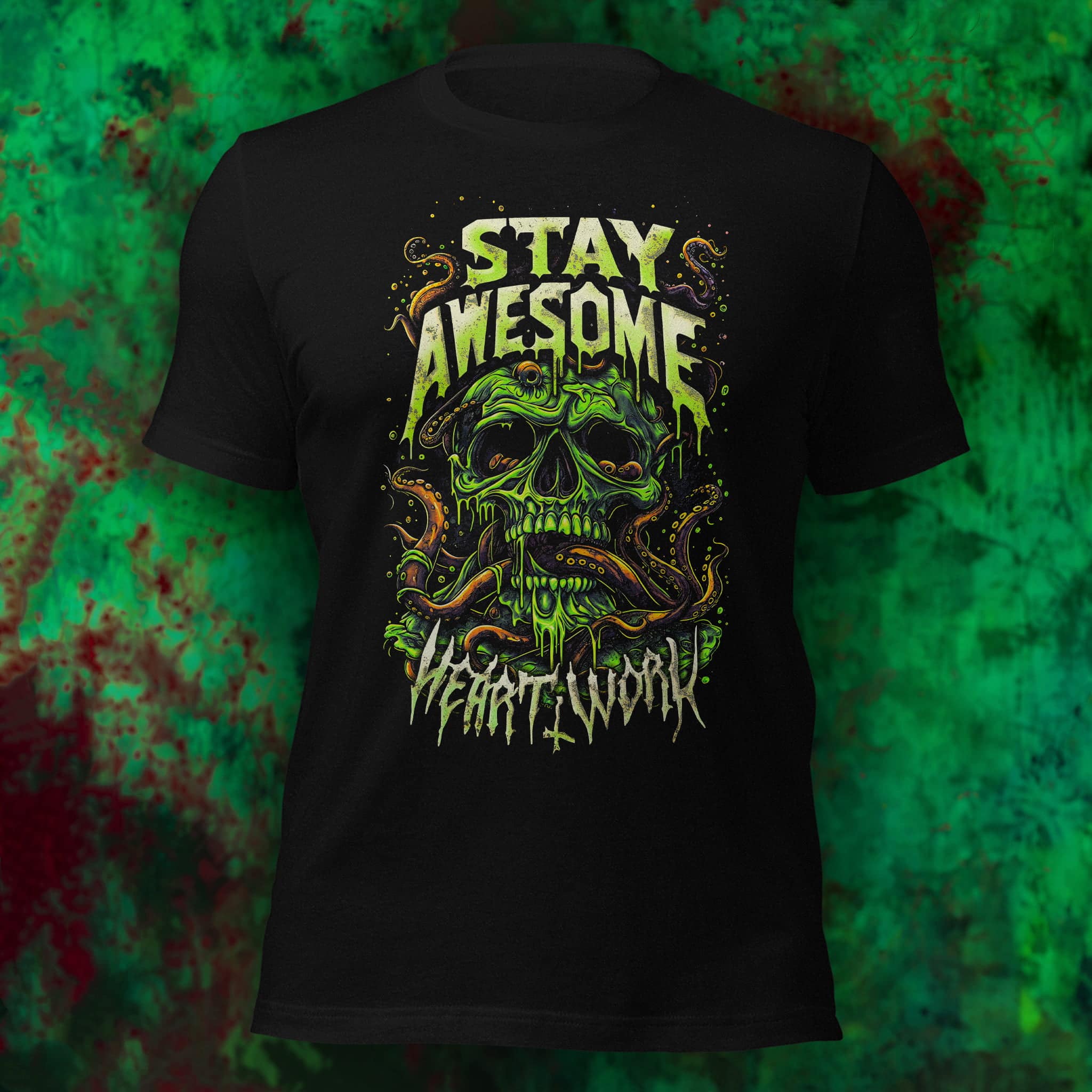 Stay Awesome Toxic Skull - Graphic Tee - Image 5