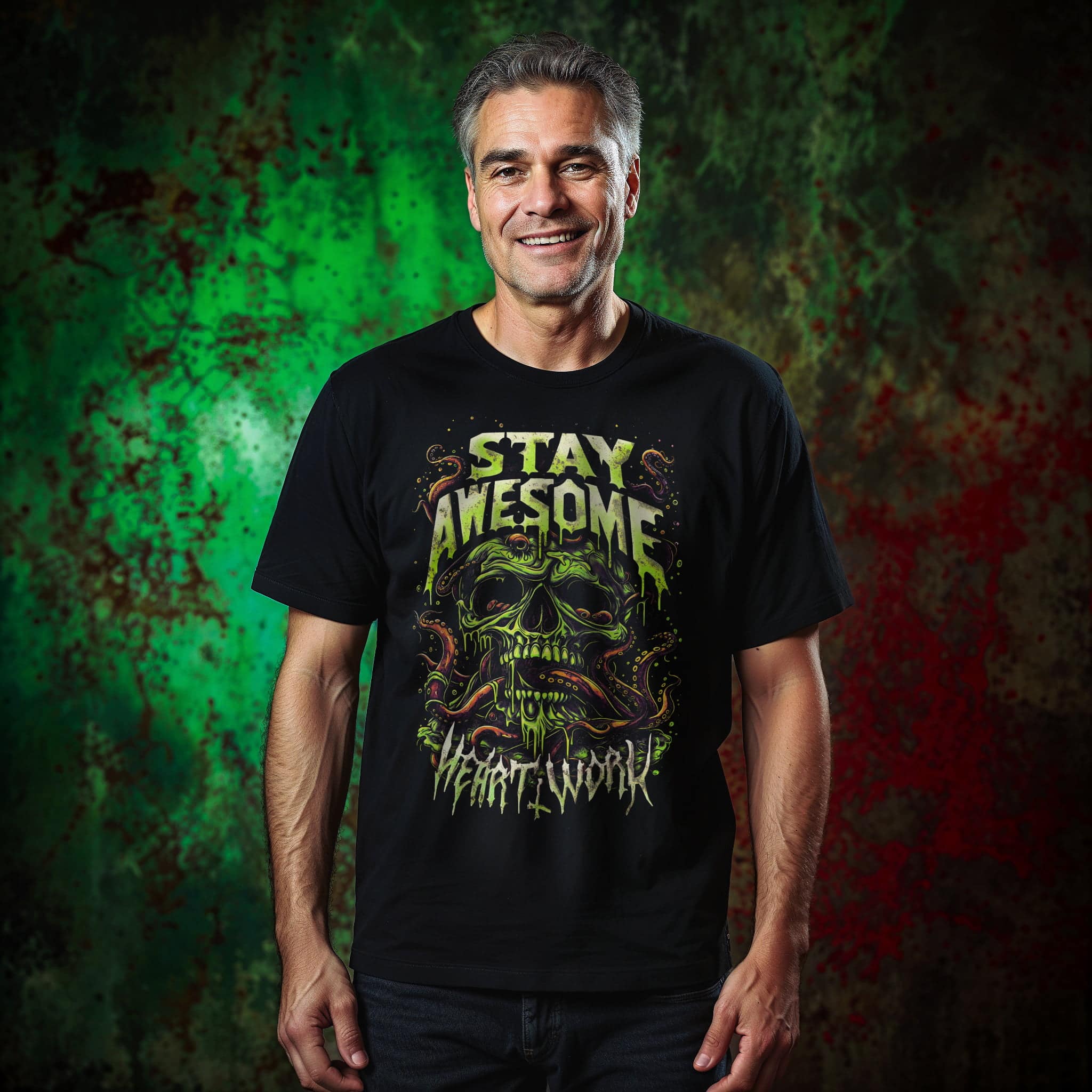Stay Awesome Toxic Skull - Graphic Tee - Image 3