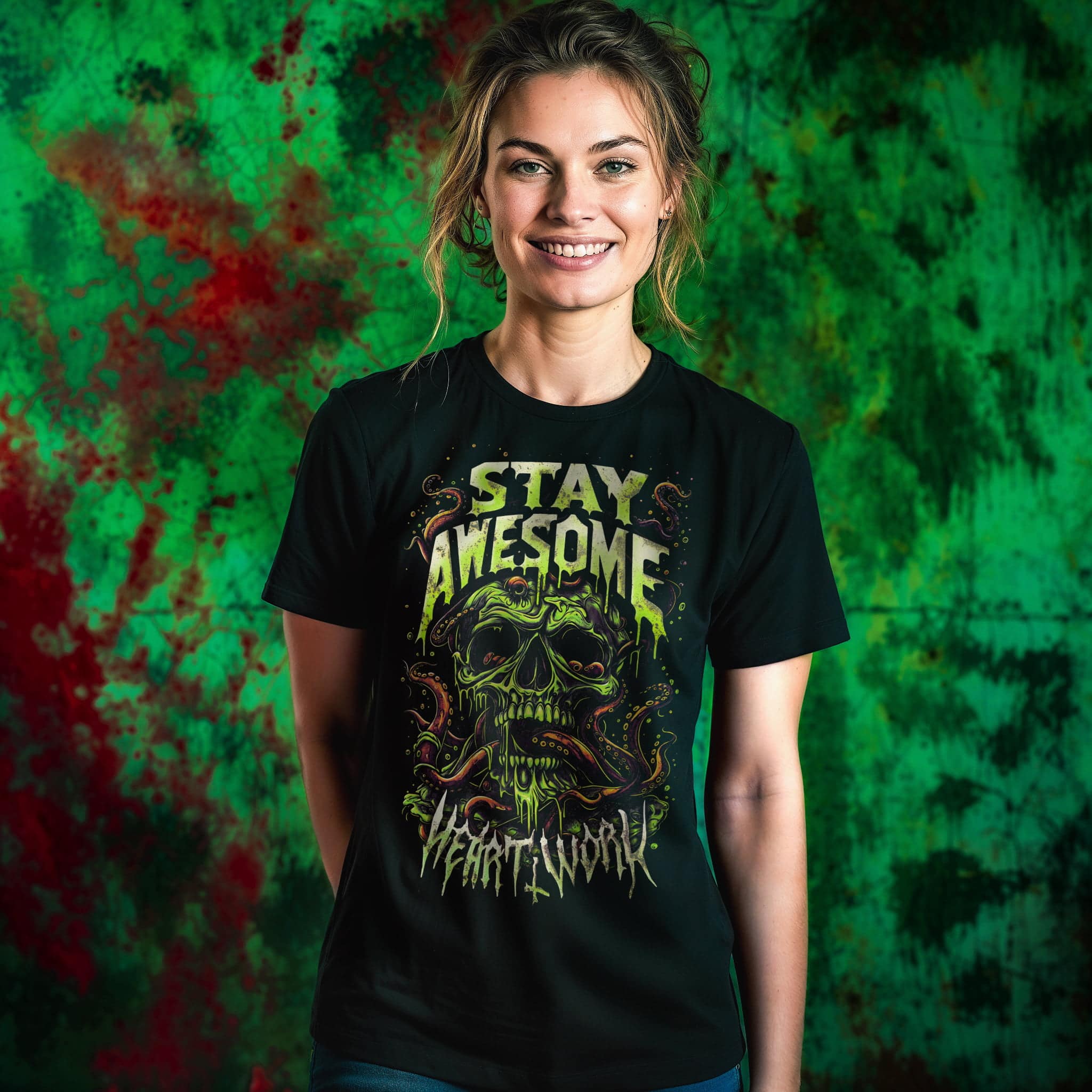 Stay Awesome Toxic Skull - Graphic Tee