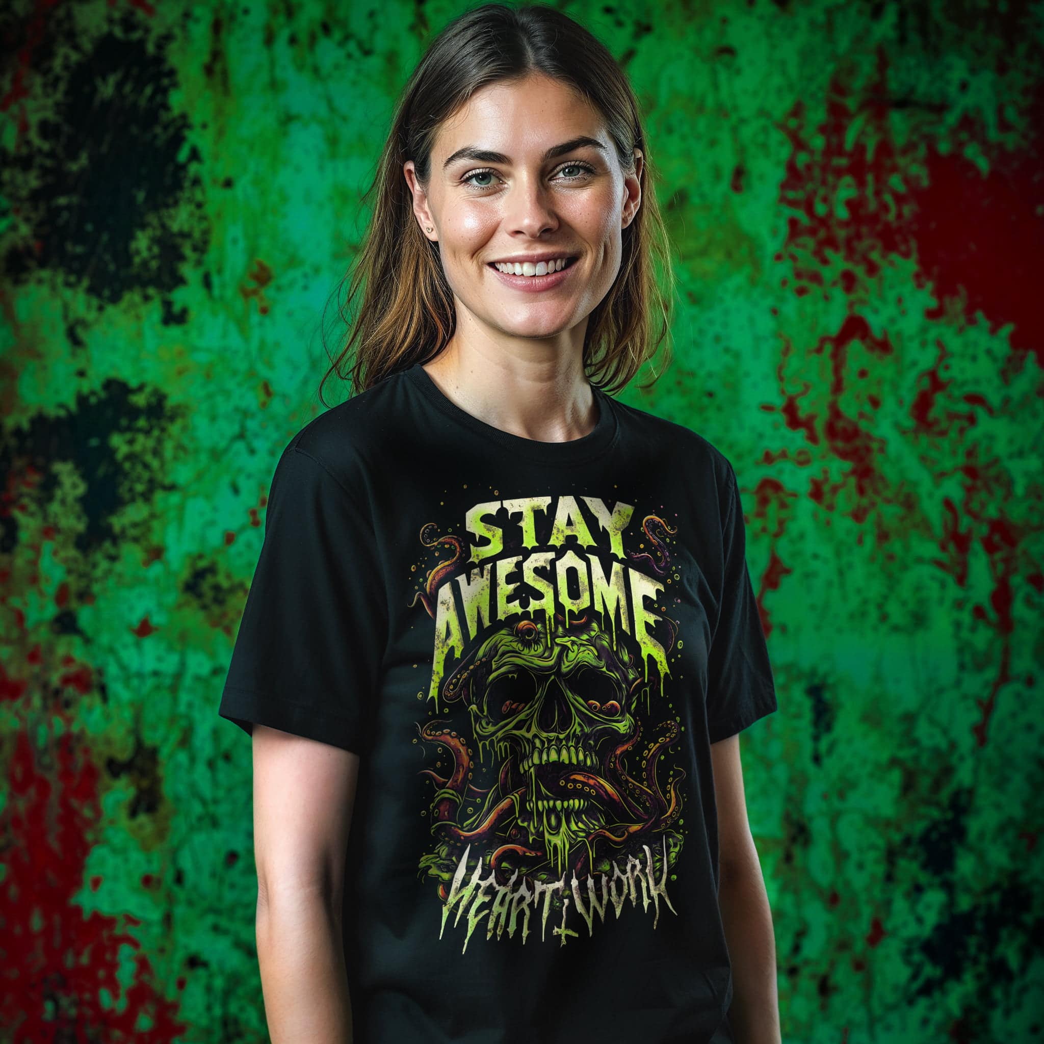 Stay Awesome Toxic Skull - Graphic Tee - Image 2