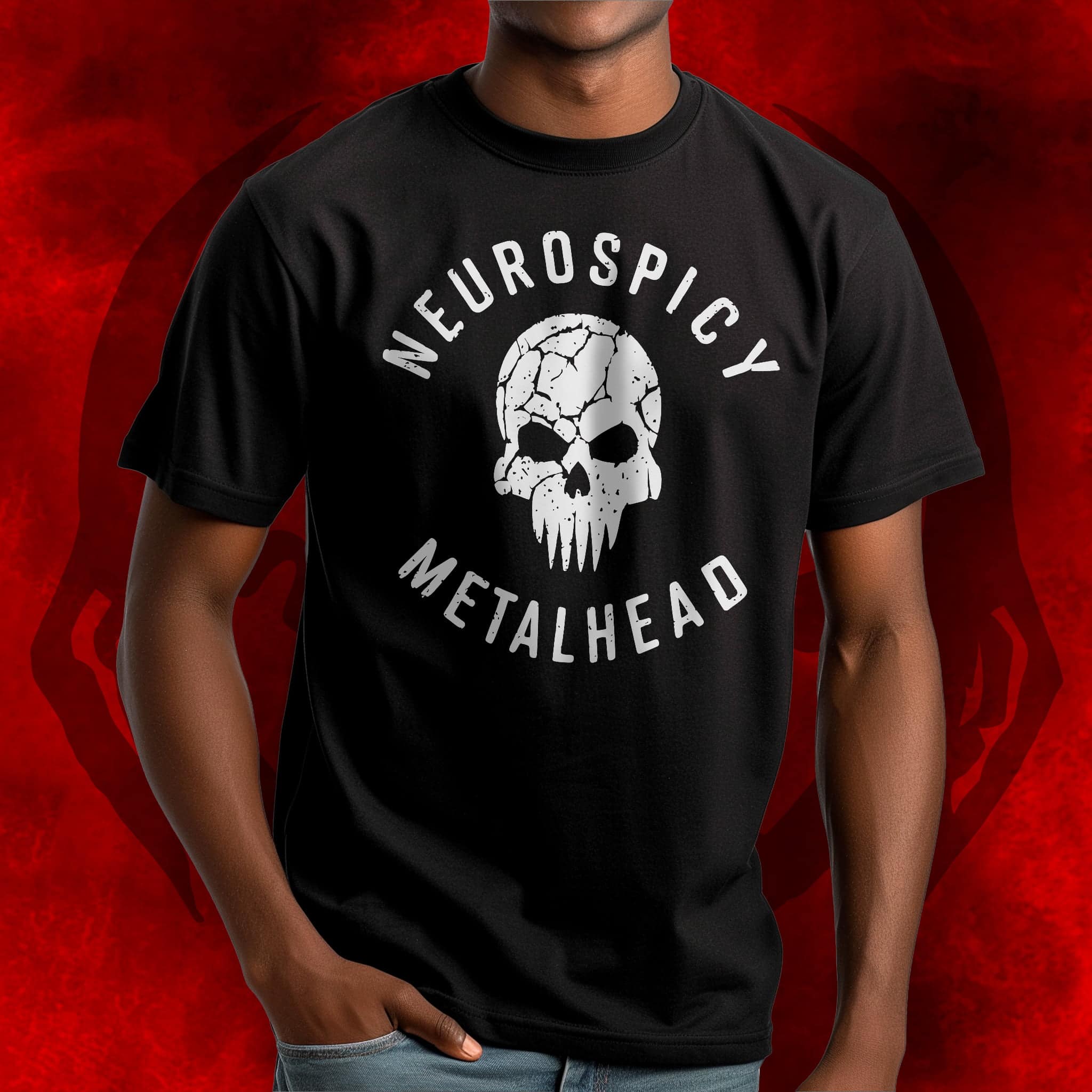 Neurospicy Metalhead Cracked Skull - Image 5