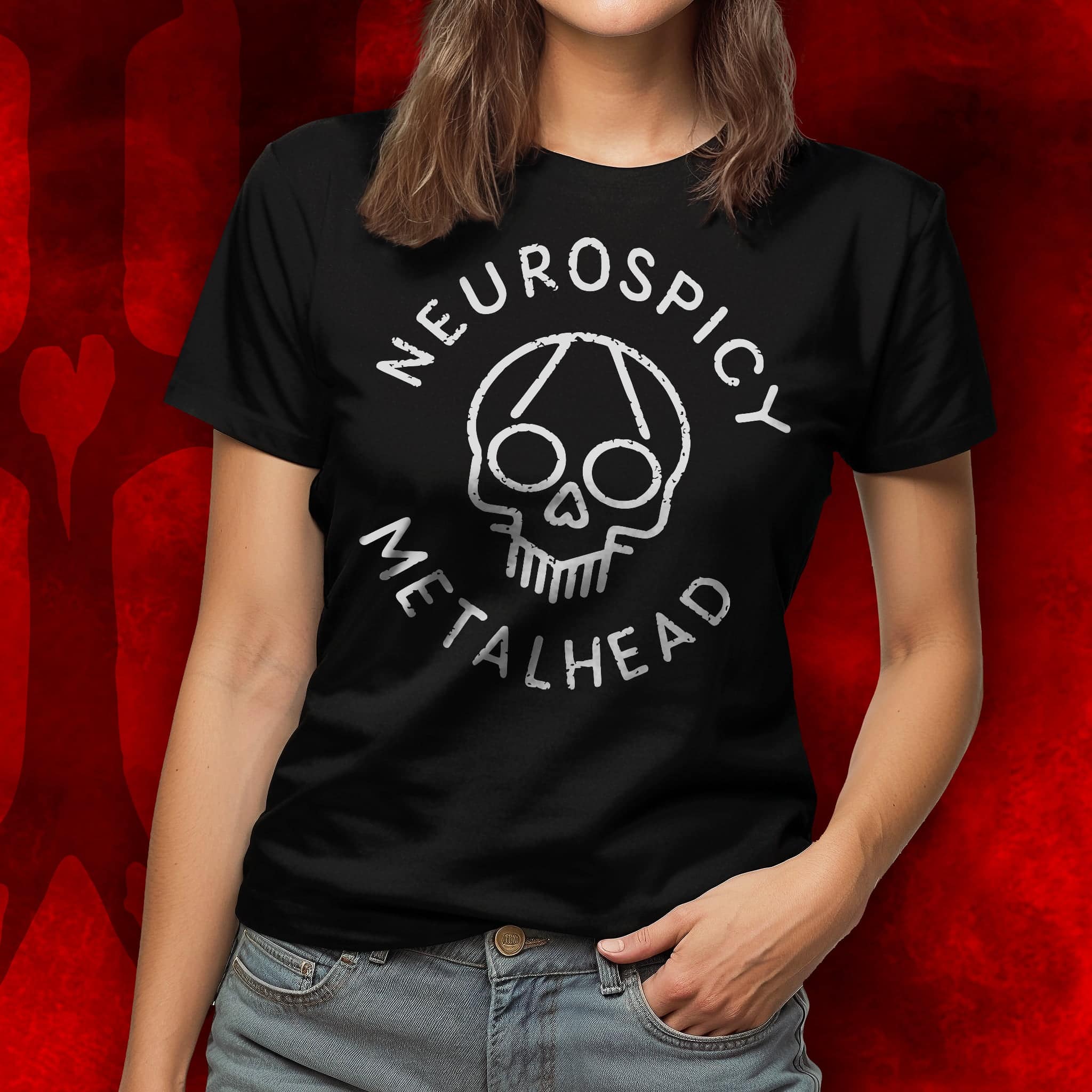 Neurospicy Metalhead Line Skull - Image 2