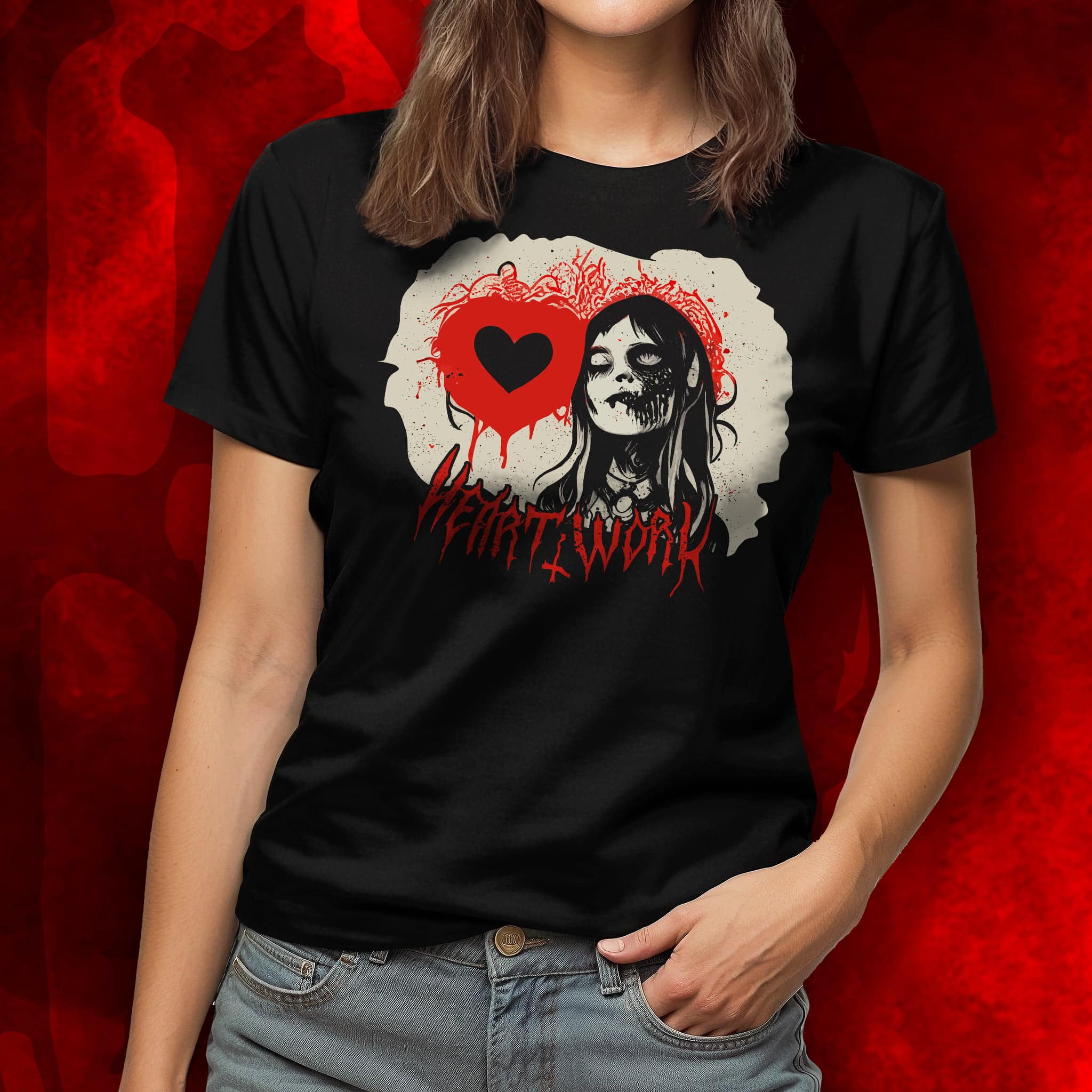 Zombie Girl Lover Tee Design Mockup